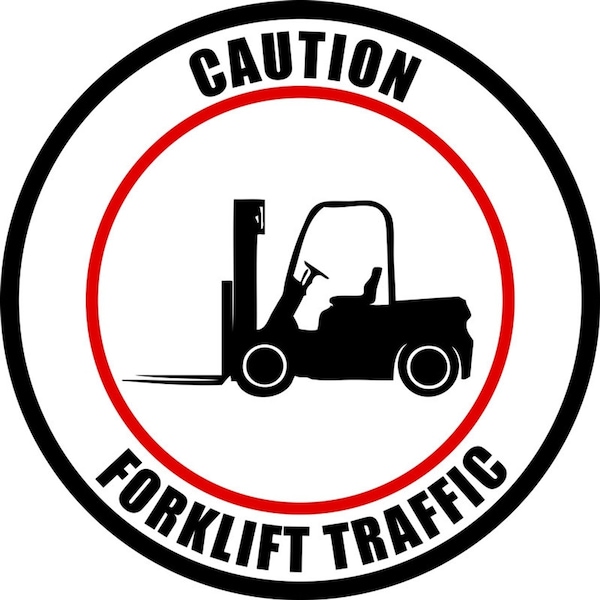 Caution Forklift Traffic 16in Diameter Non Slip Floor Sign